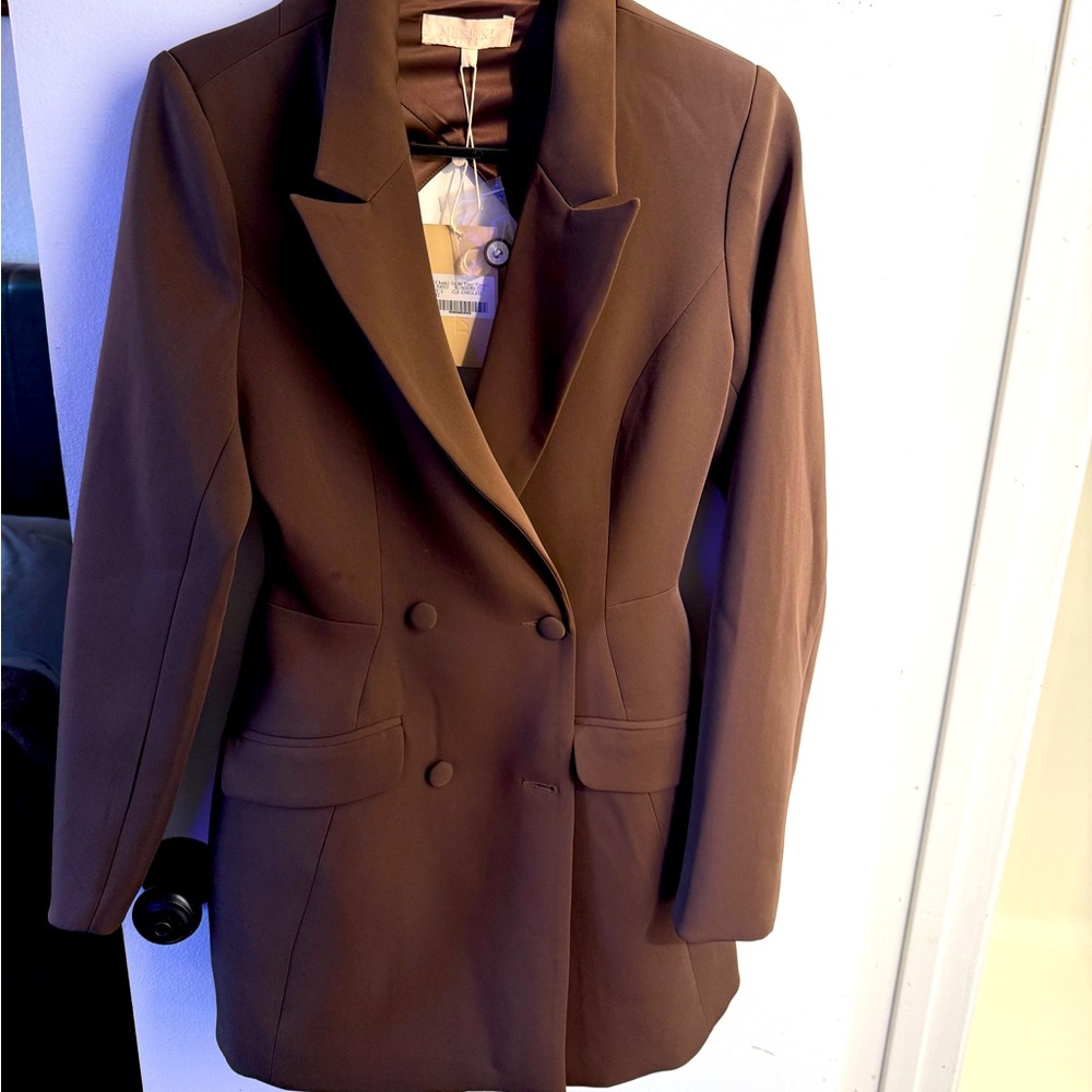 MESHKI Kendall cutout blazer playsuit chocolate size small. Tags attached!